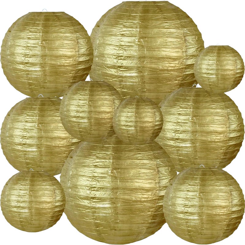 BEISHIDA Gold Round Paper Lanterns Decorative Hanging Chinese Japanese Paper Lanterns Lamp for Christmas New Years Birthday Wedding Baby Bridal Shower Home Decor Party Decorationï¼ˆ10 Packsï¼‰ - Image 1